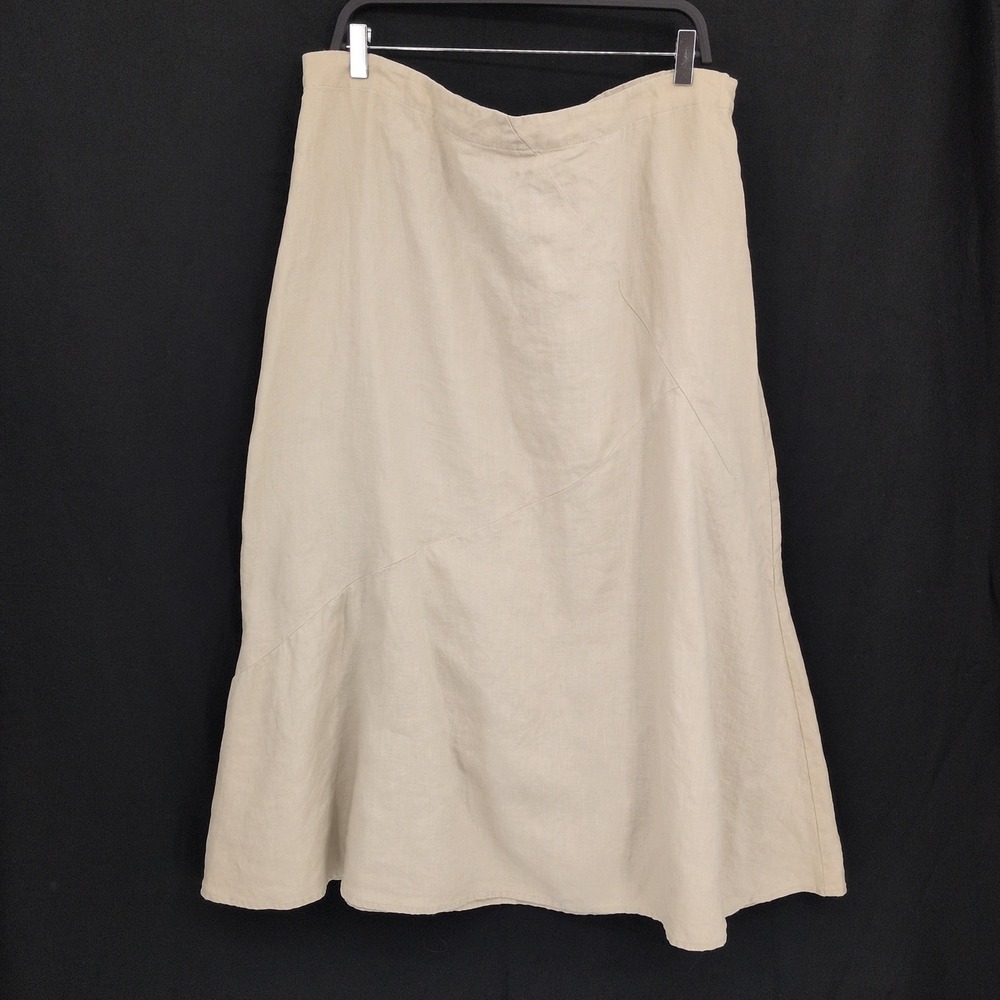 J Jill Linen A line Midi skirt Flare Minimalist Coastal Earthy Sustainable Large